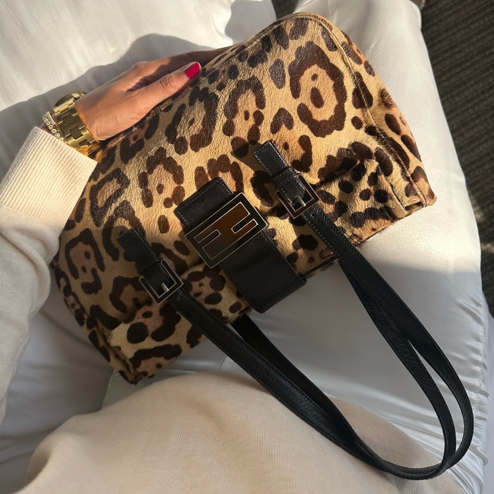 Fendi Baguette Leopard Pattern Shoulder Bag